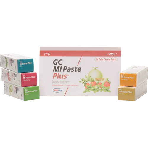 GC MI Paste Plus kampanjepakke 5 x 40 g (jordbær, melon, mint, vanilje, tutti-frutti)