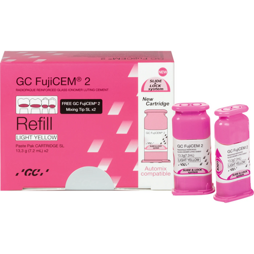 GC FujiCEM 2 SL refillpakning 2 x 7,2 ml patroner SL, 1 blandeplate nr. 22