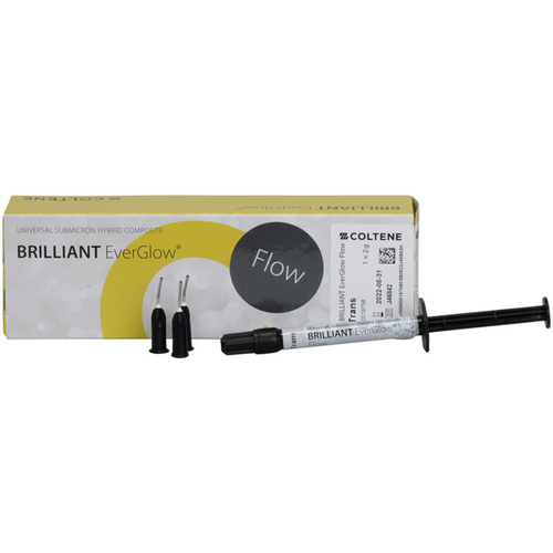 BRILLIANT EverGlow Flow 2 g sprøyte translucent, appliseringsspisser