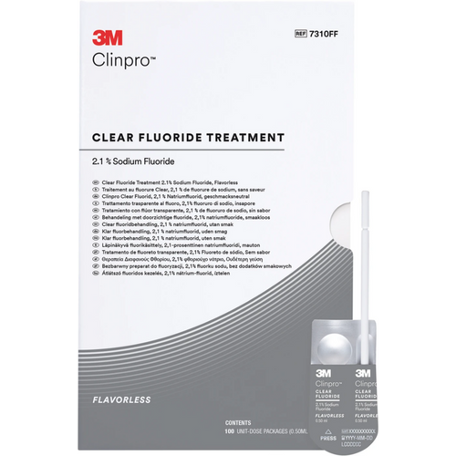 Clinpro Clear Fluoride 100 x 0,5 ml uten smak, tilbehør