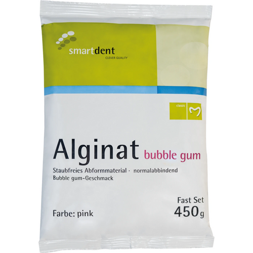 smart Alginate bubble gum pink 450 g normalherdende, med tyggegummismak, rosa