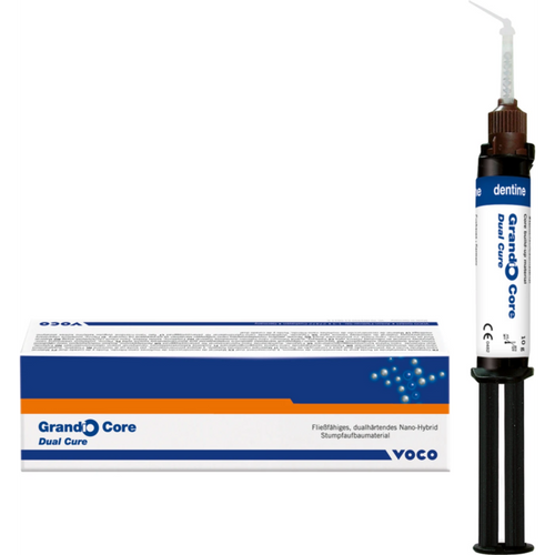 Grandio Core Dual Cure 10 g QuickMix sprøyte hvit, blandespisser type 11, påsettingsdeler type 4