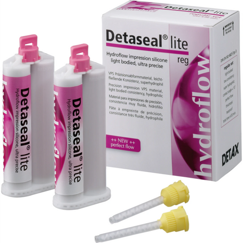Detaseal hydroflow lite standard pakke 2 x 50 ml dobbel patron, rask, 12 gule blandespisser