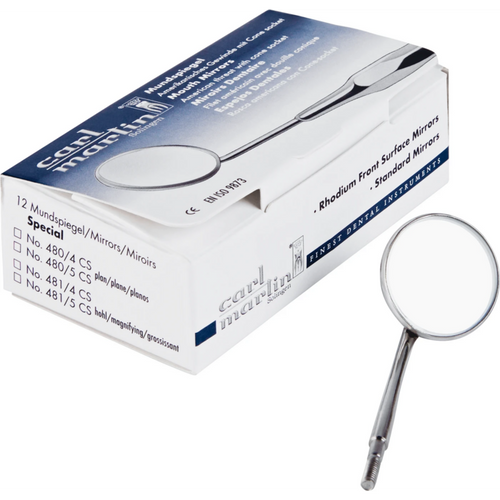 Munnspeil 12 stk. 24 mm, flat, rhodium-effekt (480/5CS)