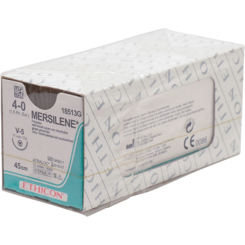 MERSILENE 12 stk. grønn, 45 cm, V5, USP 4-0, tykkelse 1,5