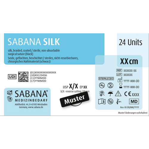 SABANA SILK 24 stk svart, 75 cm, HS-22, USP 3/0, tykkelse 2
