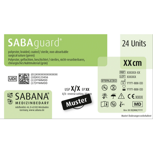 SABAguard 24 stk grønn, 45 cm, HR-22, USP 3/0, tykkelse 2