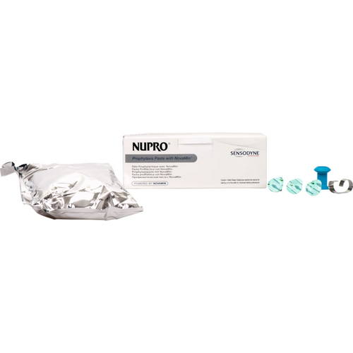 NUPRO med NovaMin 175 x 1,4 g pussepasta mint uten fluor, 1 Prophy Grip, 1 ring