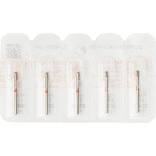 Diamant 881 5 stk. rød fin, FG, fasong 141 sylinder avrundet, 6 mm, ISO 016