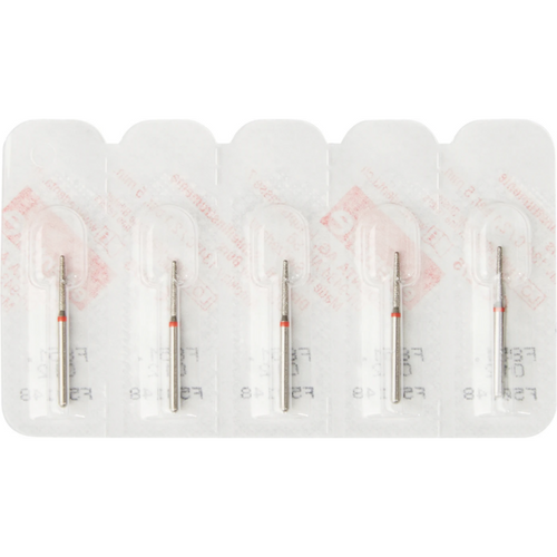 Diamant 851 5 stykker rød, fin, FG, fasong 219, konisk sikkerhetsspiss, 8 mm, ISO 012