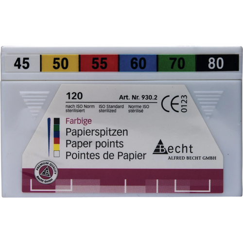 Fargede papirpoints assortert 120 stk. ISO 045-080