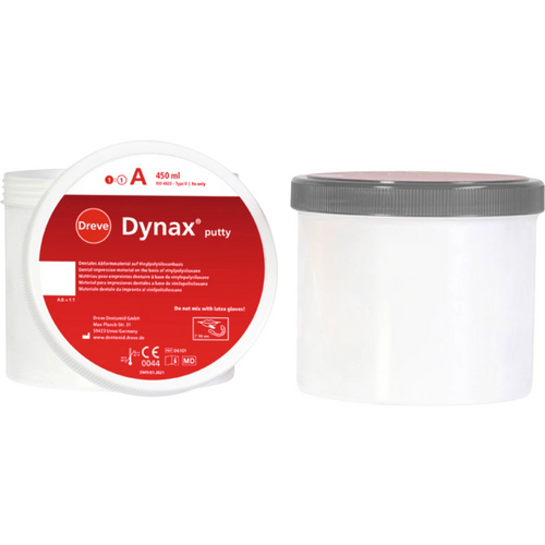 Dynax putty 2 x 450 ml boks, 60 Shore A solgul, 2 doseringsskjeer
