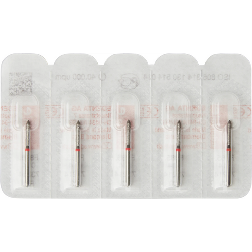 Diamant 885 5 stk. rød fin, FG, figur 130 sylinderformet tupp, 8 mm, ISO 014