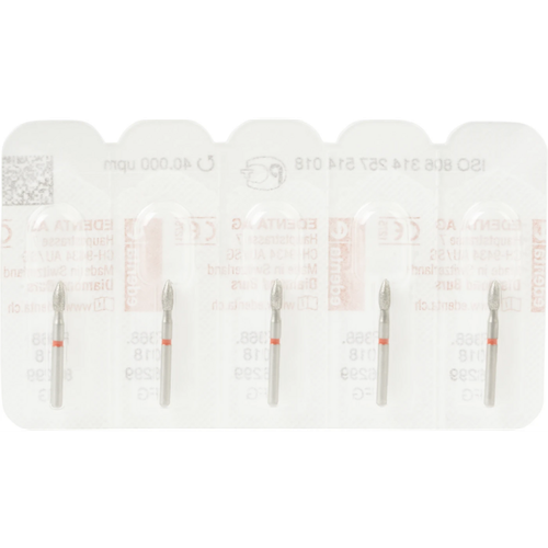 Diamant 368 5 stk. rød fin, FG, fasong 257 knopp, 4,5 mm, ISO 018