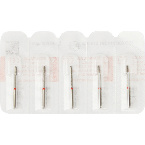 Diamant 879L 5 stk. rød fin, FG, figur 291 Torpedo lang, 12 mm, ISO 012