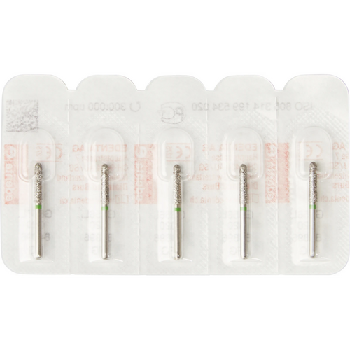 Diamant 856L 5 stk. grønn grov, FG, figur 199 lang avrundet konisk, 9 mm, ISO 020