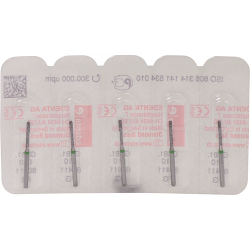 Diamant 881 5 stk. grønn grov, FG, figur 141 sylinder rund, 6 mm, ISO 010