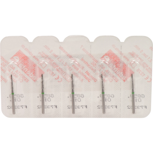 Omni diamanter 858 5 stk grønn grov, FG, fasong 165 kjegleformet spiss, 8 mm, ISO 014