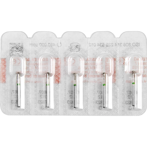 Diamant 807 5 stk. grønn grov, FG, figur 225 invertert kjegle, 3,5 mm, ISO 012