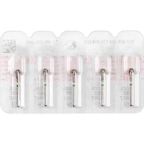 Diamant 830L 5 stk. grønn grov, FG, figur 239 lang pæreformet, 7 mm, ISO 025