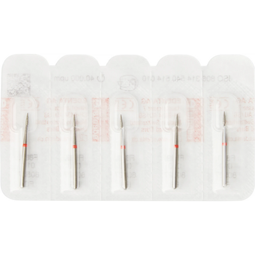 Diamant 889 5 stk. rød fin, FG, fasong 540 flamme, 4 mm, ISO 010