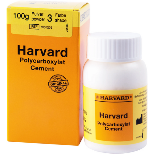Harvard Polycarboxylate Cement Powder klinikkpakning 100 g pulver, 3 - hvitaktig gul