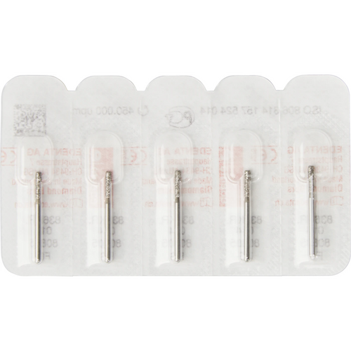 Diamant 836KR 5 standard, FG, fasong 157 sylinder med avrundet kant, 6 mm, ISO 014