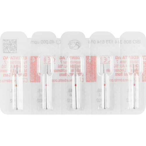 Diamant 848 5 stk. rød fin, FG, fasong 173 flat kjegle, 10 mm, ISO 014