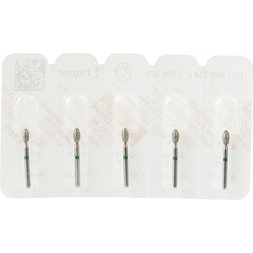 Diamant 379 5 stk grønn grov, FG, fasong 277 eggformet, 4,5 mm, ISO 023