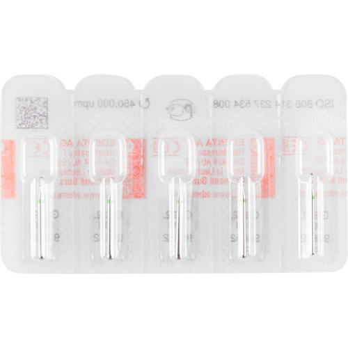 Diamant 822 5 stk. grønn grov, FG, figur 237 pære, 2 mm, ISO 008