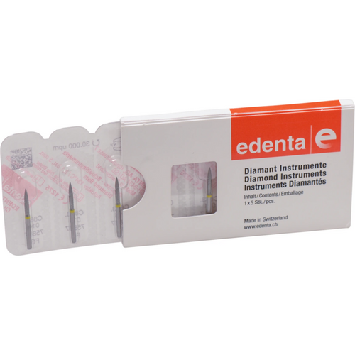 Diamant 863 5 stk. gul superfin, FG, fasong 250 flamme, 10 mm, ISO 014
