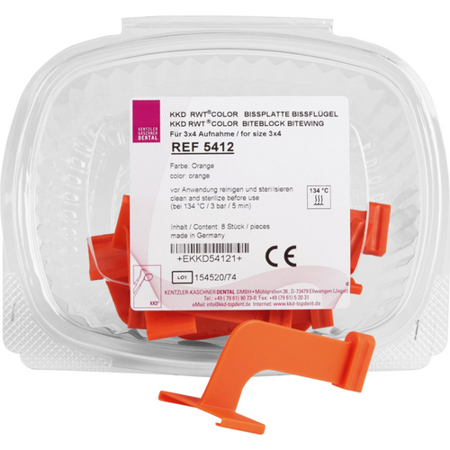 RWT bite plates 8 biteplater oransje, størrelse 2, bitewings