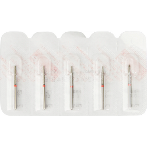 Diamant 848 5 stk. rød fin, FG, fasong 173 flat kjegle, 10 mm, ISO 016