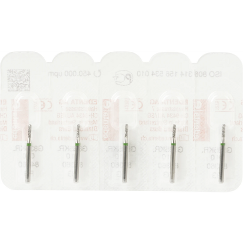Diamant 835KR 5 stk. grønn grov, FG, fasong 156 sylinder avrundet kant, 4 mm, ISO 010