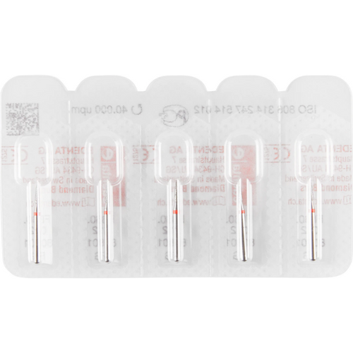 Diamant 860 5 stk rød fin, FG, figur 247 flamme, 5 mm, ISO 012