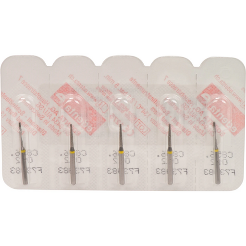 Omni diamanter 856 5 stk. gul superfin, FG, fasong 198 rund kjegle, 8 mm, ISO 012