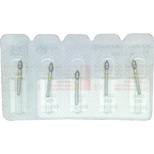 Omni diamanter 368 5 stk. gul superfin, FG, form 257 knopp, 5 mm, ISO 023