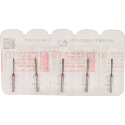 Omni diamanter 879 5 stk rød fin, FG, fasong 290 Torpedo sylinderformet, 10 mm, ISO 012