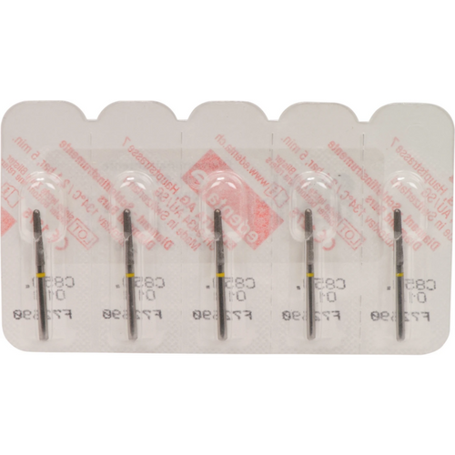 Omni diamanter 850 5 stk. gul superfin, FG, fasong 199 rund kjegle, 10 mm, ISO 018