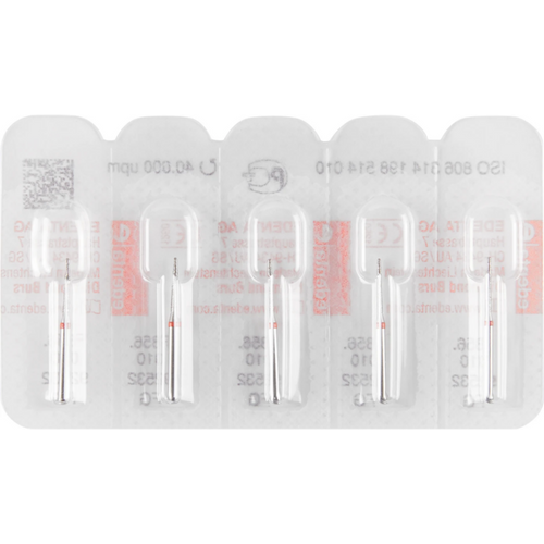 Diamant 856 5 stk. rød fin, FG, figur 198 rund konus, 8 mm, ISO 010