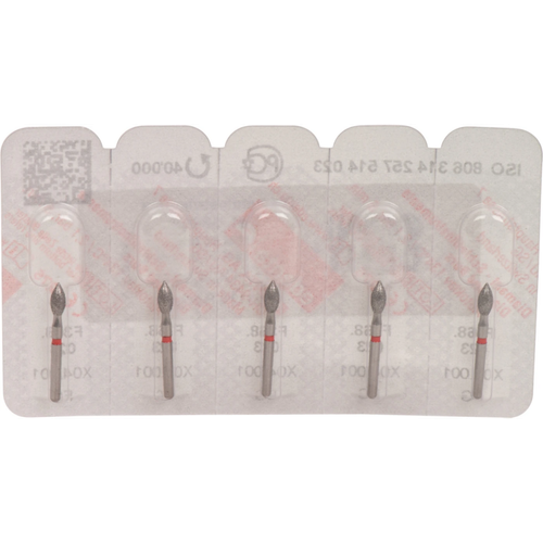 Omni diamanter 368 5 stk rød fin, FG, fasong 257 knopp, 5 mm, ISO 023