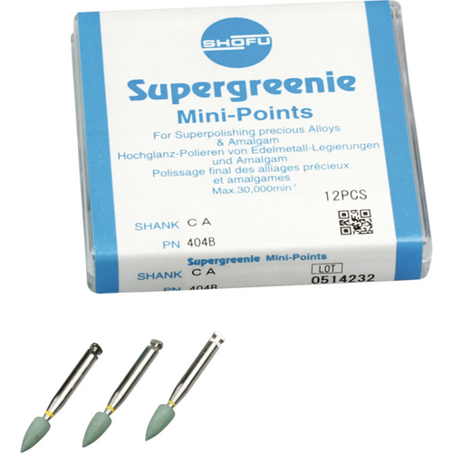 Silikonpolerer 12 stk. grønn, RA gul, figur mini tip, ISO 030