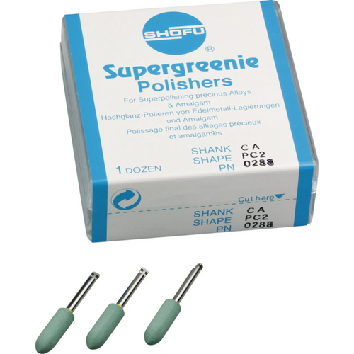 Silikonpolerer 12 stk. grønn, RA gul, figur PC2, ISO 050