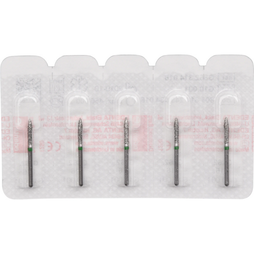 Diamant 862 5 stk. grønn grov, FG, figur 249 flamme, 8 mm, ISO 016