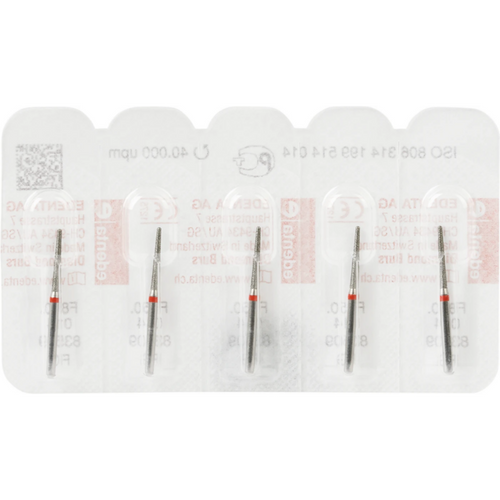 Diamant 850 5 stk rød fin, FG, figur 199 rund kjegle, 10 mm, ISO 014