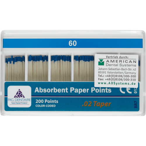 FKG Papirpoints 200 stk. Taper.02 ISO 060
