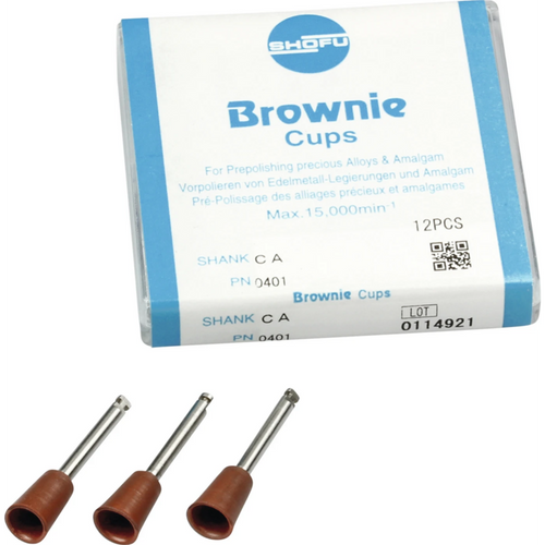 Silikonpolerer 12 stk brun, vinkelstykke (RA), form beger, ISO 065