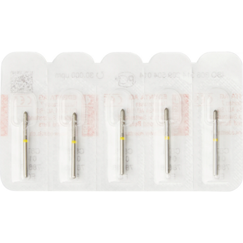 Diamant 878 5 stk. gul superfin, FG, fasong 289 torpedo sylinderformet, 8 mm, ISO 014
