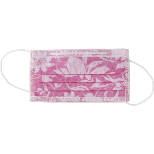 Monoart Flower munnbind dispenserboks 50 stk med strikk, rosa