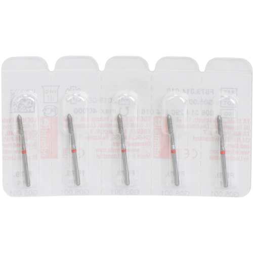 Diamant 879 5 stykker rød fin, FG, fasong 290 Torpedo sylindrisk, 10 mm, ISO 016